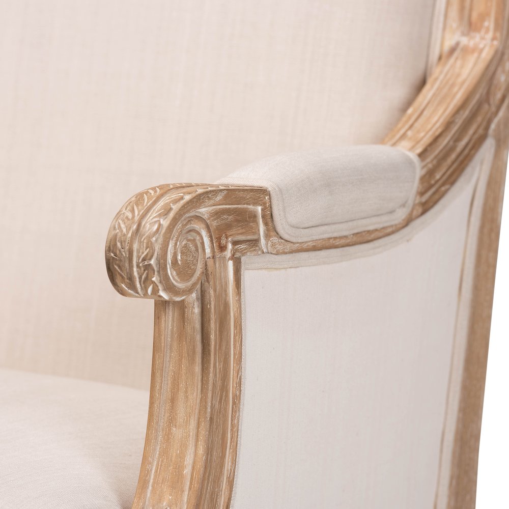 Baxton Studio Chavanon Wood & Light Beige Linen Traditional French Accent Chair. Picture 10