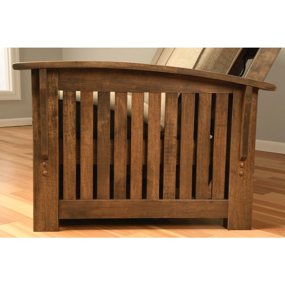 Washington Frame-Rustic Walnut Finish-Suede Navy Mattress-Storage Drawers. Picture 5