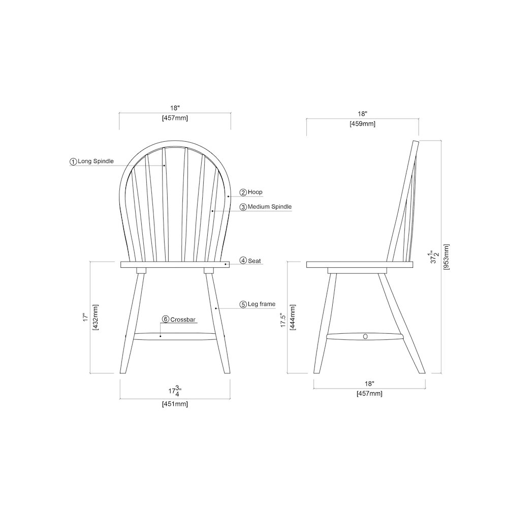 Windsor Farmhouse Dining Chairs, Set of 2 - White/Natural. Picture 10