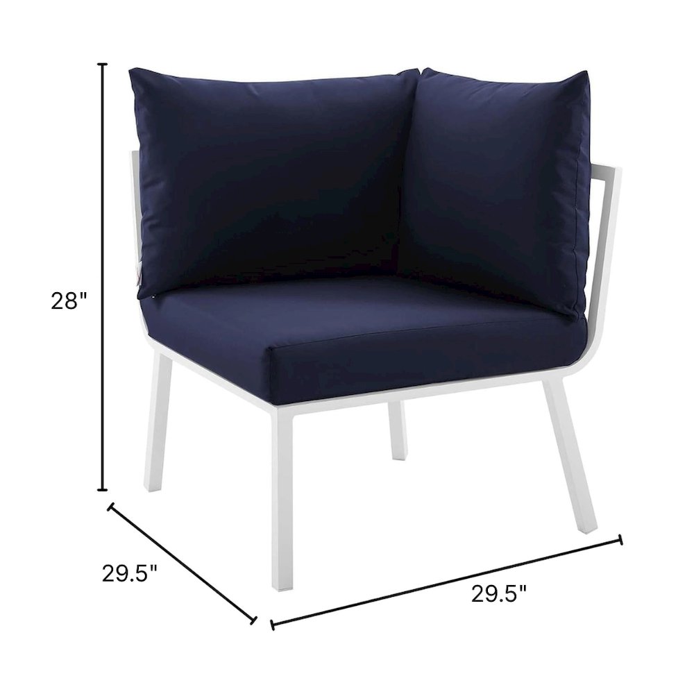 Durable Aluminum Outdoor Corner Lounge Chair With Cushioned Seat. Picture 7