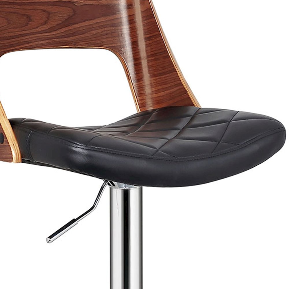 Bentwood Contemporary Modern Stylish Wood Back Adjustable Swivel Bar Stool. Picture 6