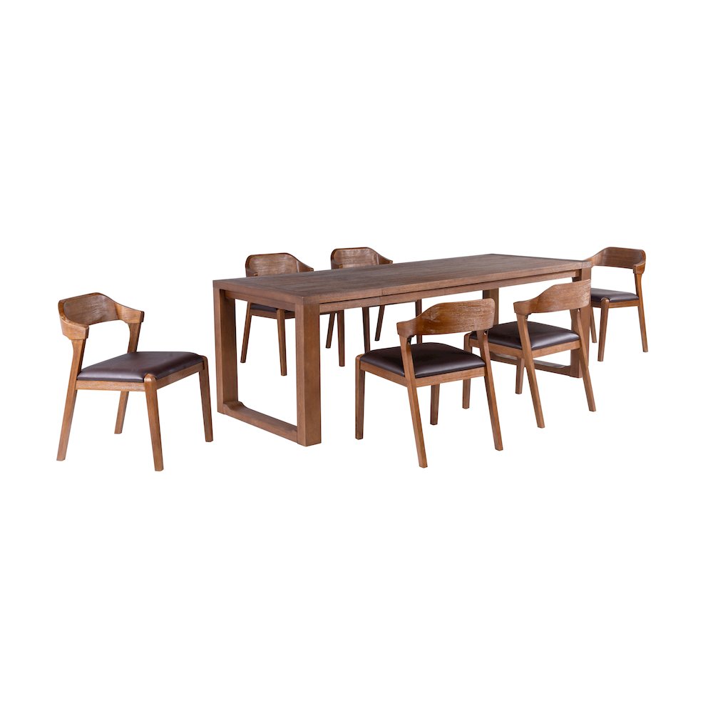 Rasmus 7pc Dining Set - Chestnut Wire-Brush Finish. Picture 1