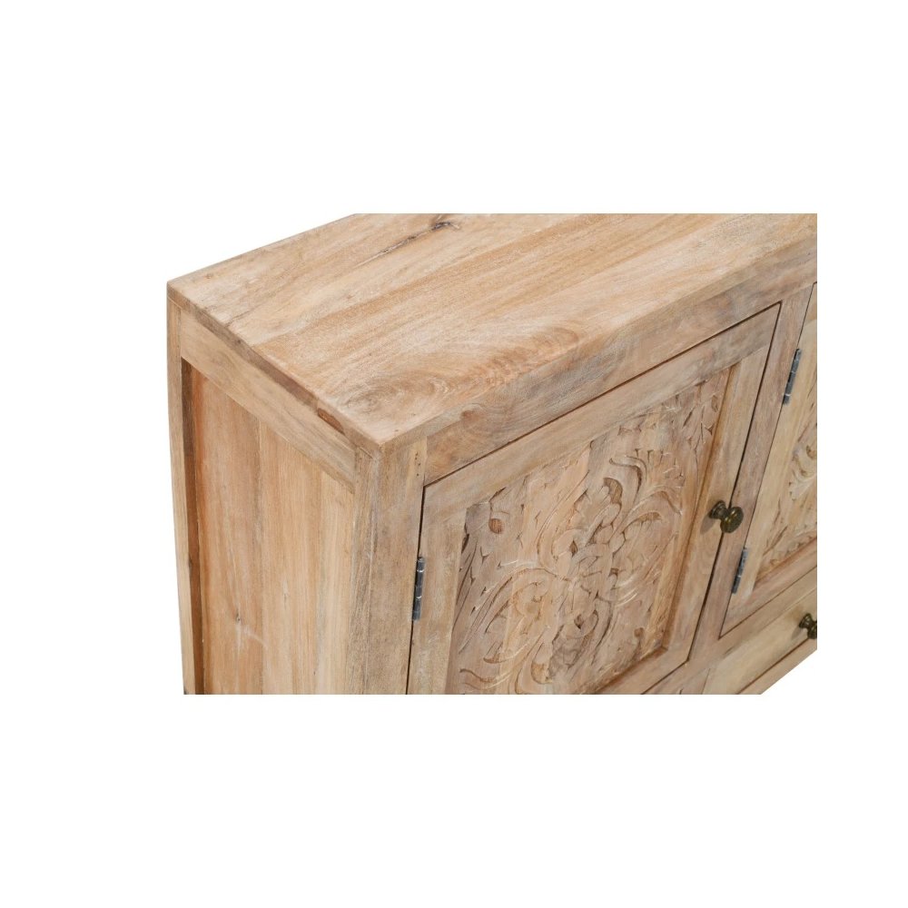 Weatherly 3 Handcarved Doors,3 Drawers Accent Cabinet. Picture 5