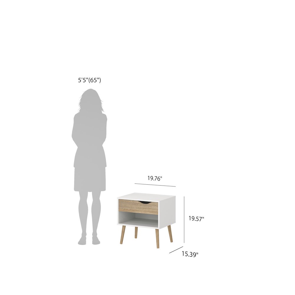Diana 2-Piece Bedroom Set - 8 Drawer Double Dresser and Nightstand, White/Oak. Picture 8