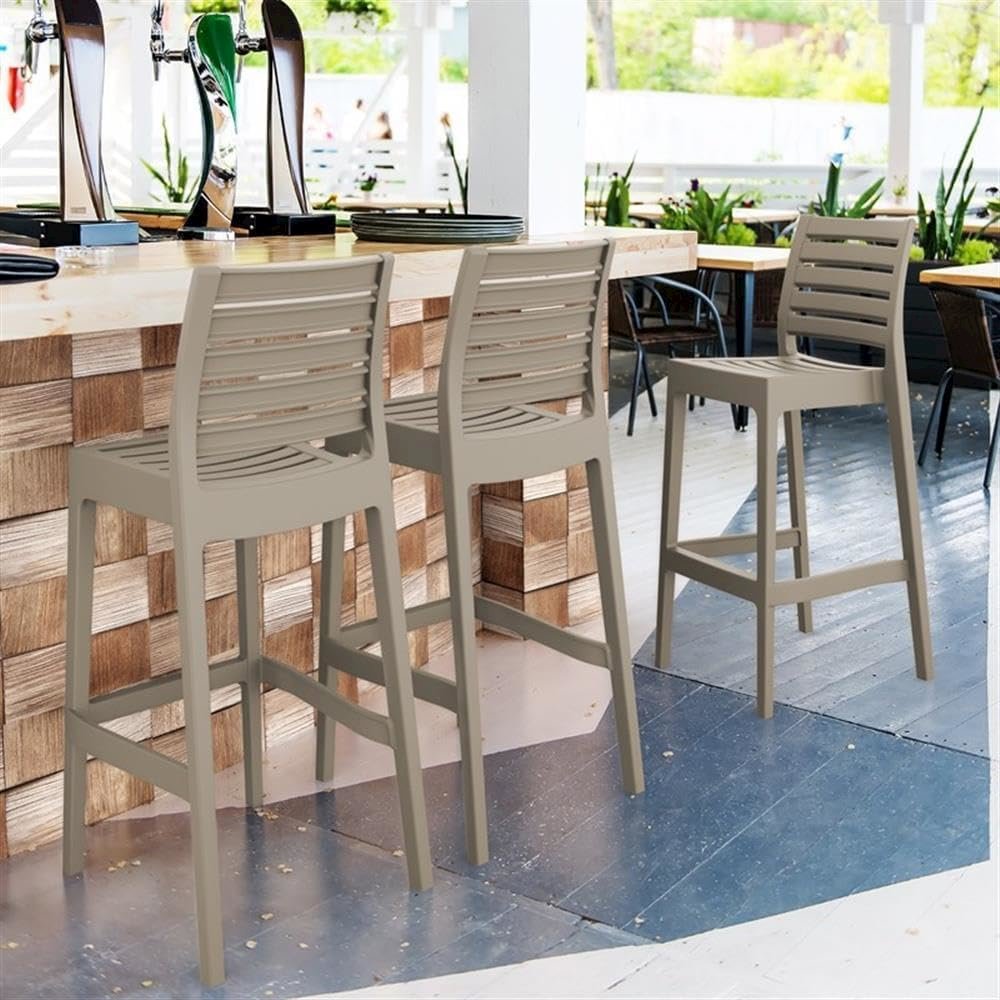 Ares Resin Bar Stool Taupe (Set of 2). Picture 3