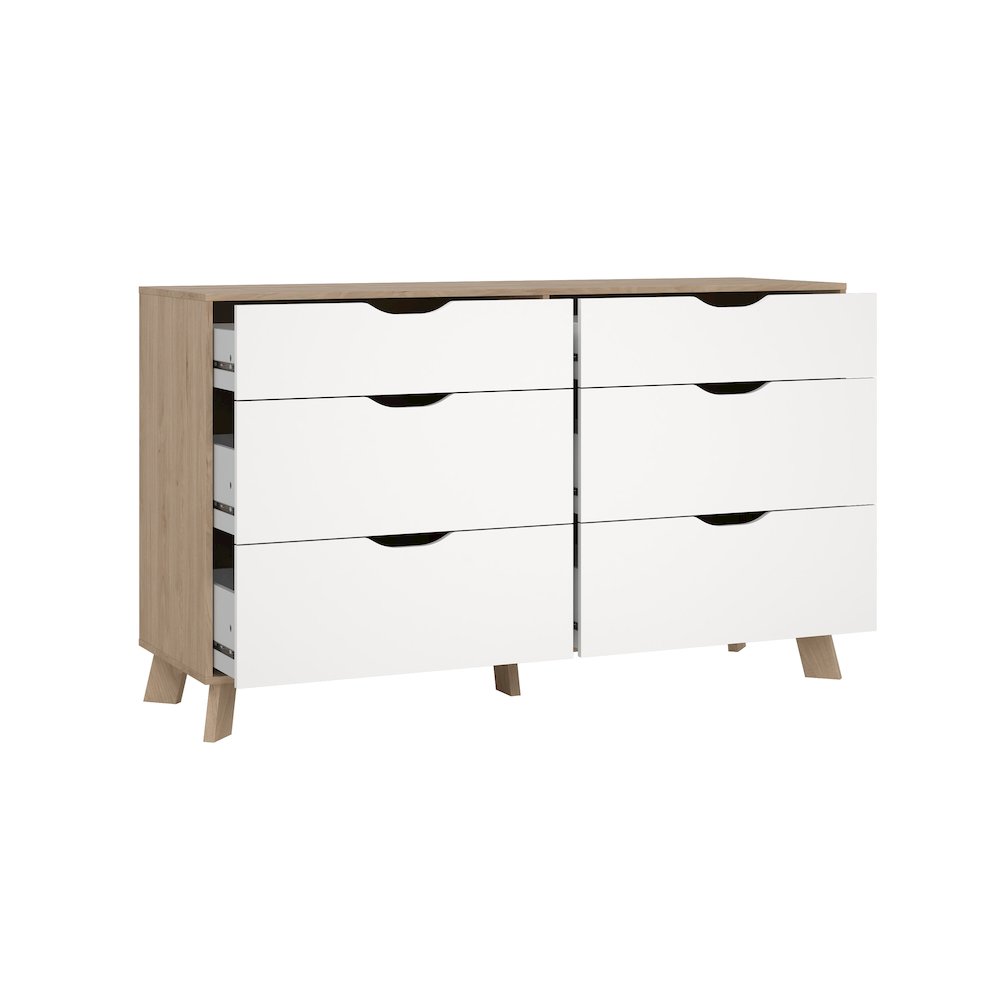 Ikast 6 Drawer Double Dresser, Jackson Hickory/White. Picture 5