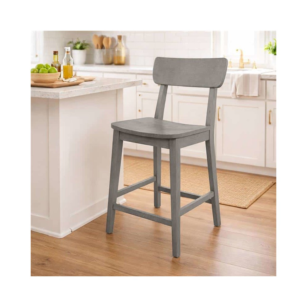 Torino Wood Counter Stool - Charcoal Grey. Picture 3