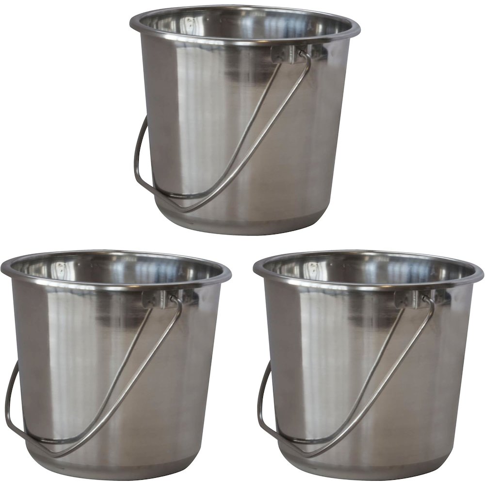 AmeriHome Small Stainless Steel Bucket Set – 3 Piece. Picture 2
