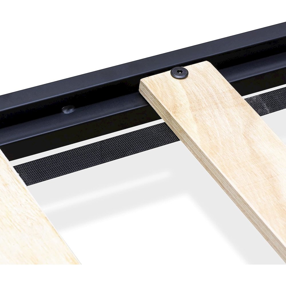 Wilson Queen Frame with 3 Supporting Legs - High-class Bed Frame in Powder Coating Black Color and Weathered Wood Laminate. Picture 5