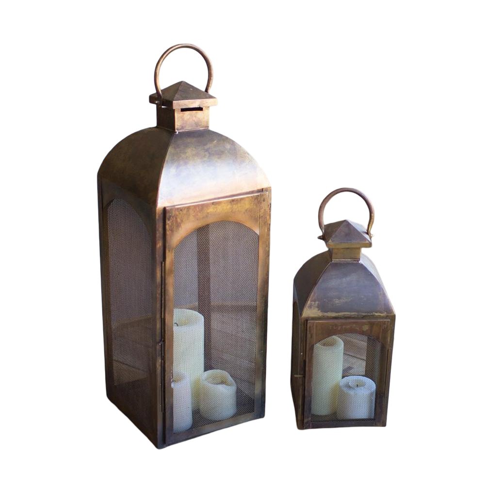 Set Of Two Antique Bronze Lanterns. Picture 1