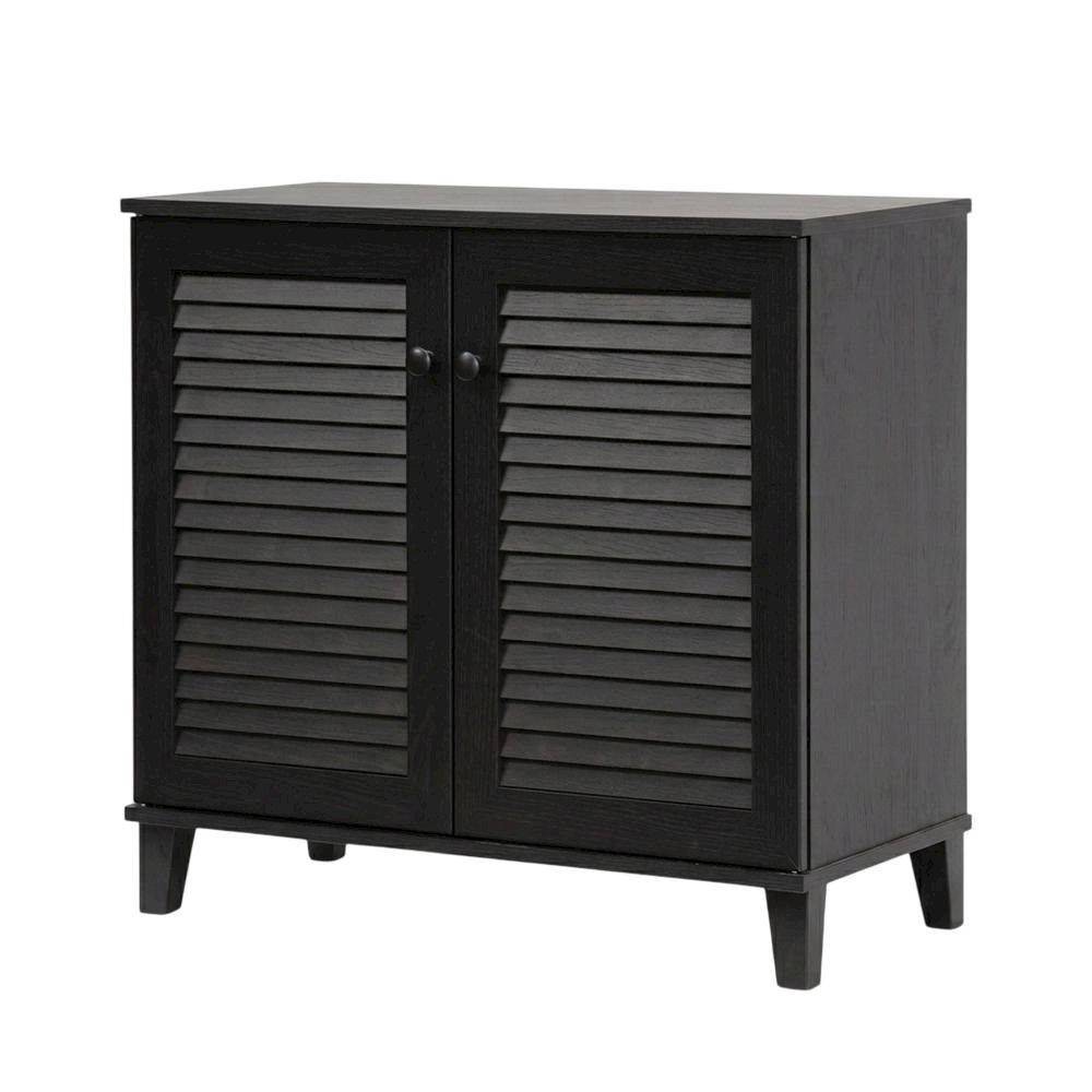 Brown Enclosed Shoe Cabinet, Engineered Wood, Espresso Finish, Entryway. Picture 1