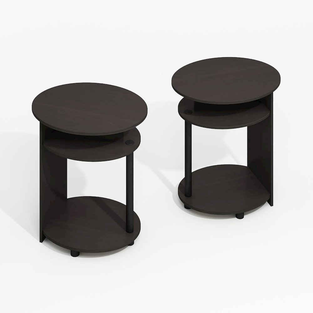 JAYA Simple Design Oval End Table, Side Table, Black Walnut, Set of 2. Picture 1