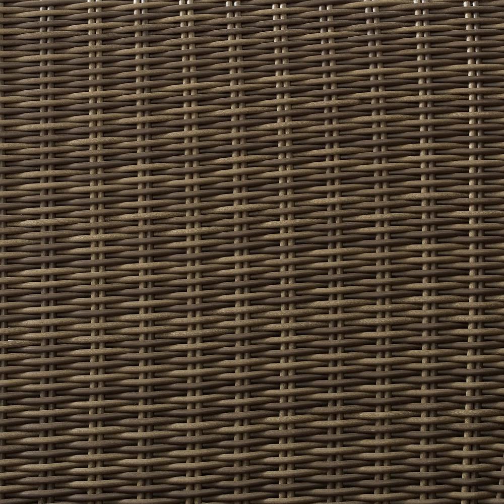 Outdoor Wicker Loveseat in Sand/Weathered Brown with Weather-Resistant Material. Picture 9
