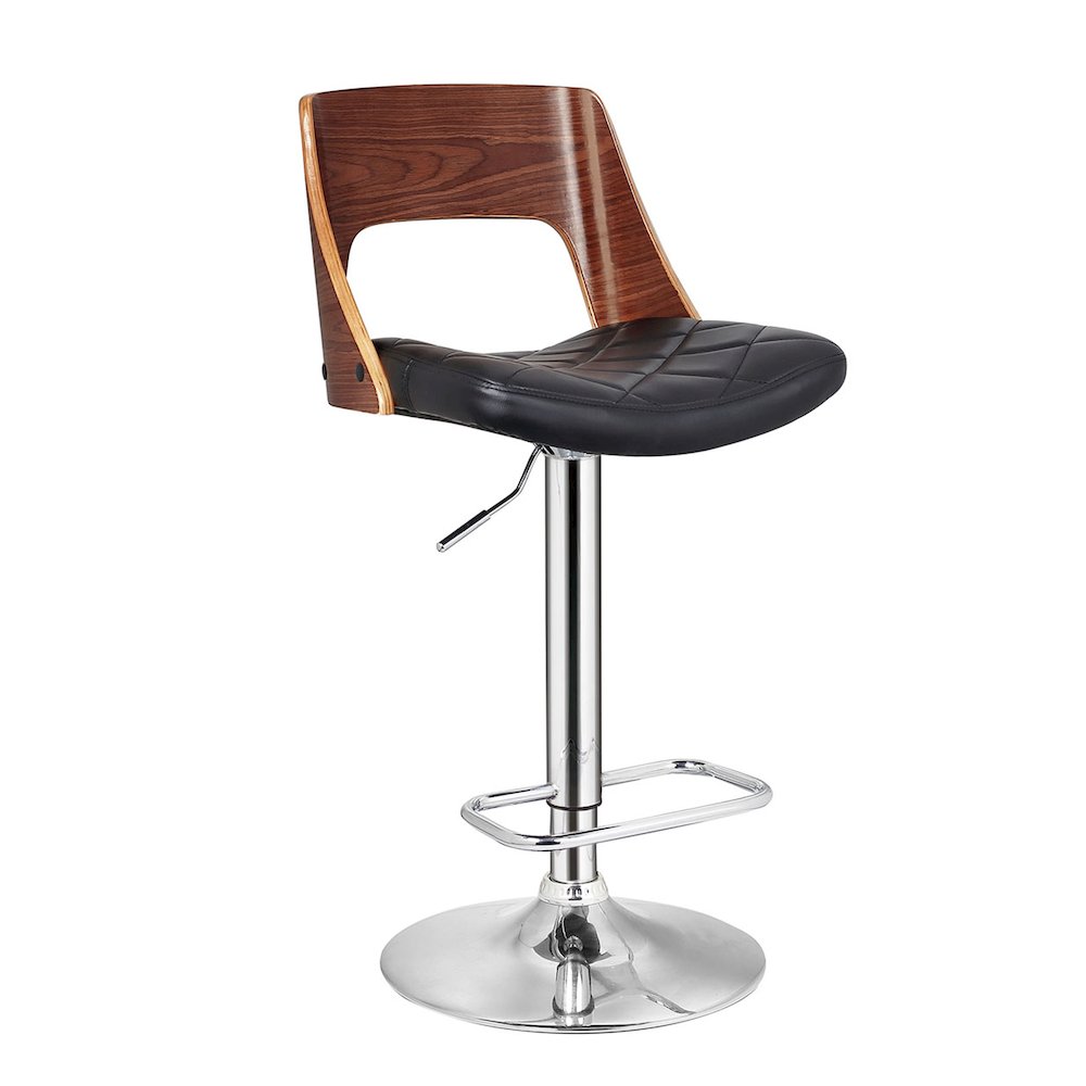 Bentwood Contemporary Modern Stylish Wood Back Adjustable Swivel Bar Stool. Picture 1