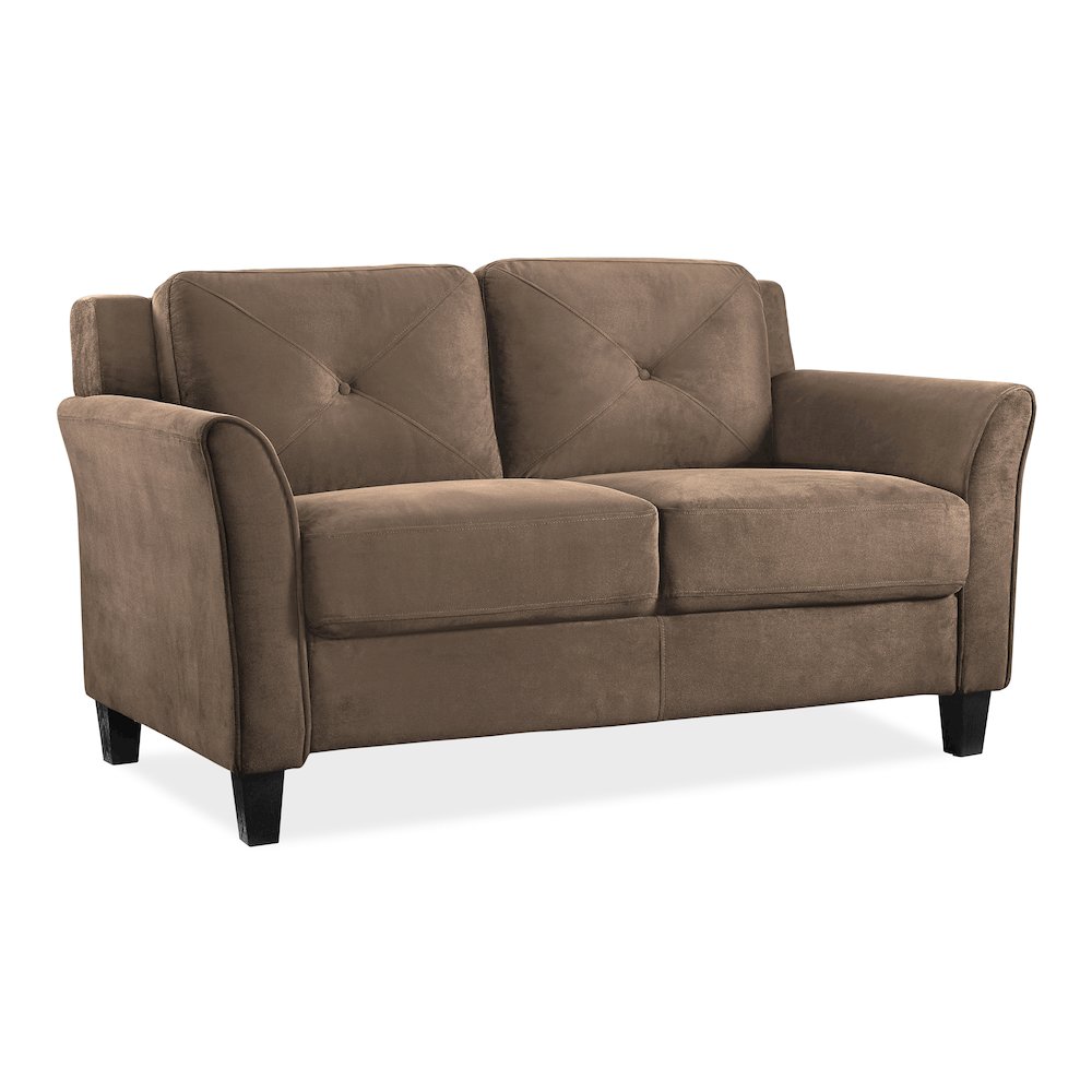 Hartford Loveseat Rolled Arms Brown. Picture 1