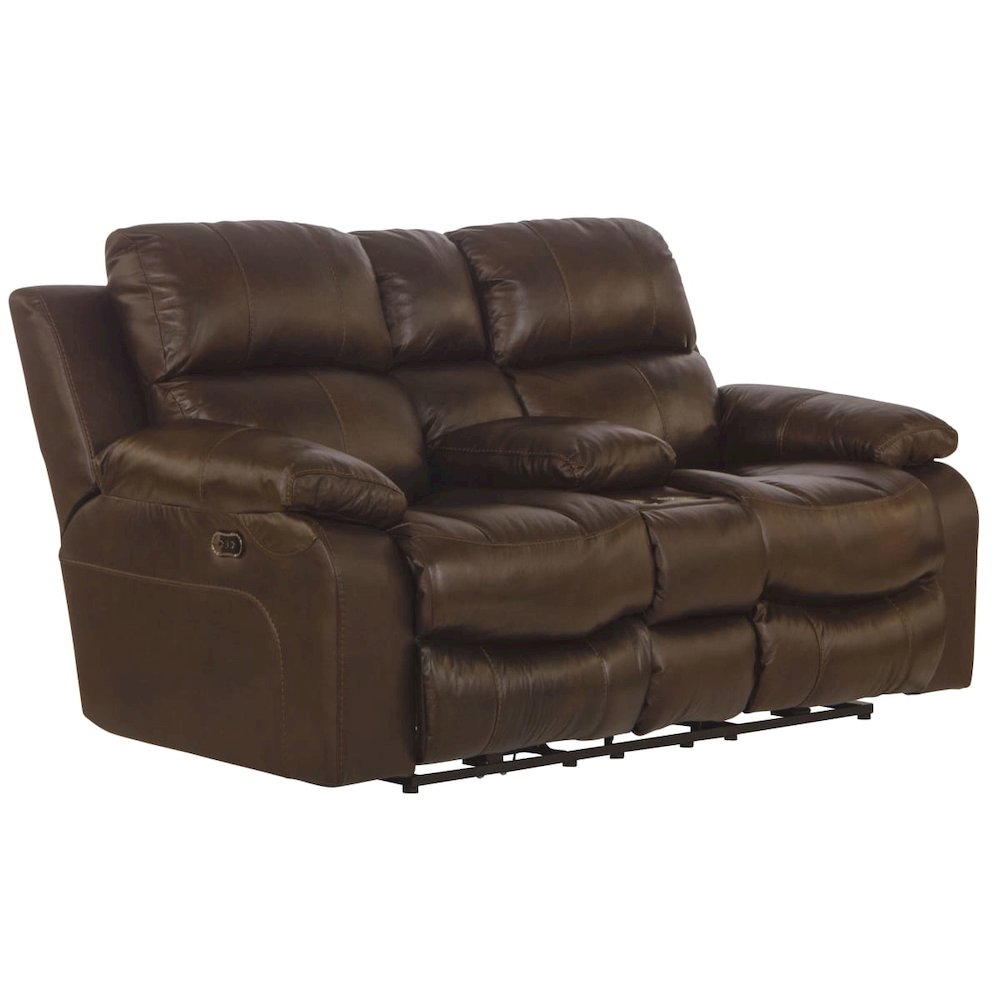 Positano Italian Top Grain Leather Match Power Reclining Console Loveseat. Picture 2