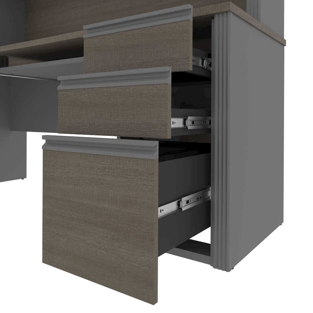 72W L-Shaped Desk with Pedestal and Hutch. Picture 8
