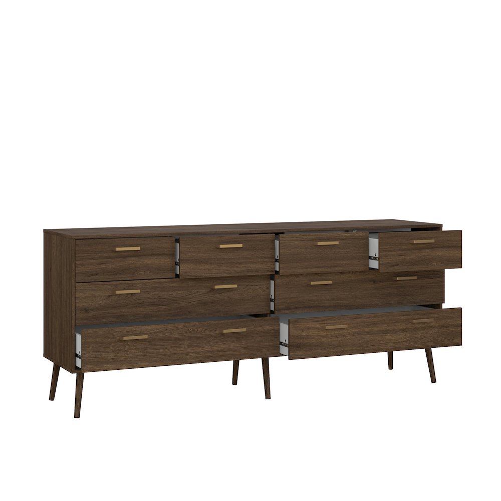 Tone 8 Drawer Double Dresser, Mocha Oak. Picture 4
