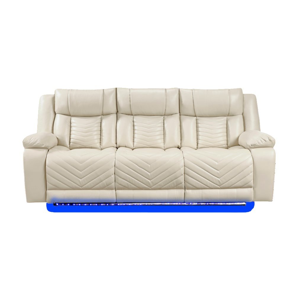 Sensa Power Reclining Sofa withTable withLed Belt Beige. Picture 1