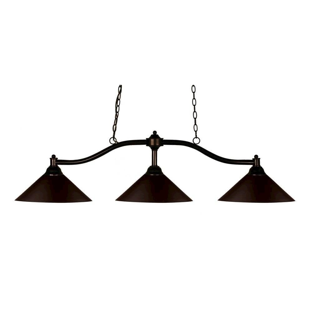Z-Lite Chance 3 Light Billiard, Steel Frame, Bronze Shade Color. Picture 1