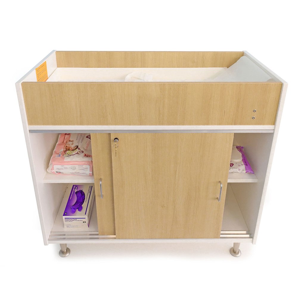 Infant Changing Cabinet in Brown and White Color. Picture 1
