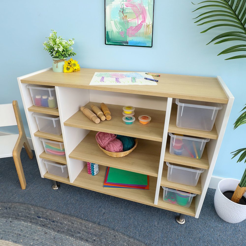 Combo Tray Storage Cabinet in Brown and White Color. Picture 4