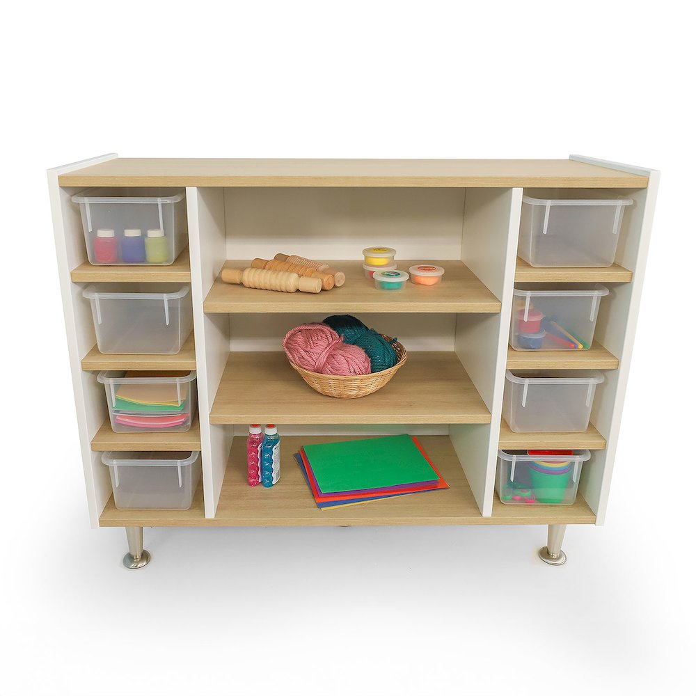 Combo Tray Storage Cabinet in Brown and White Color. Picture 2