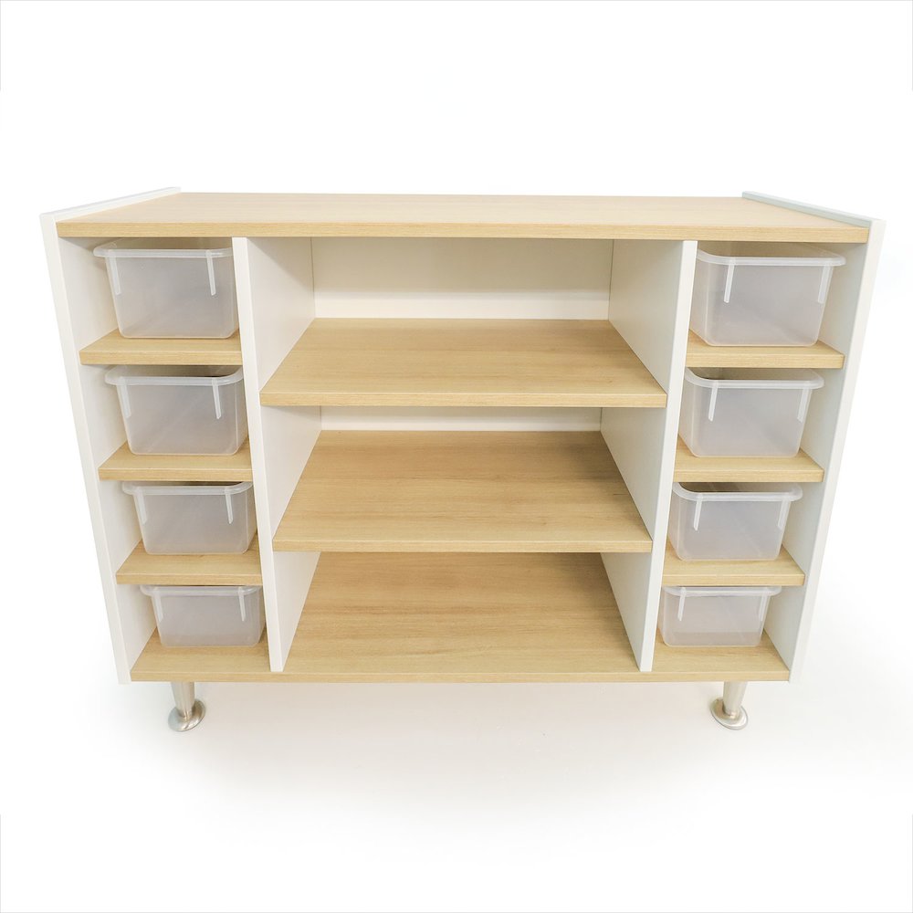 Combo Tray Storage Cabinet in Brown and White Color. Picture 1