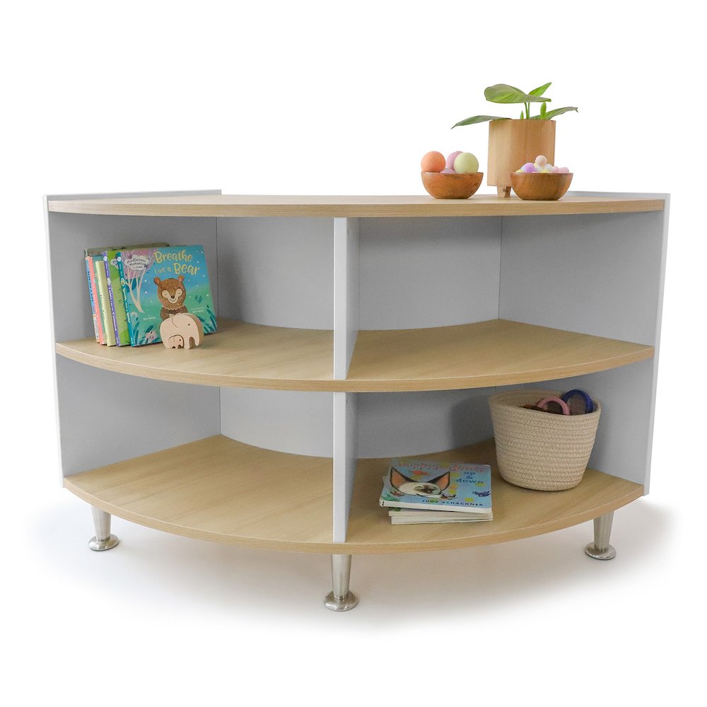 Curve In Storage Cabinet 27H in Brown and White Color. Picture 4