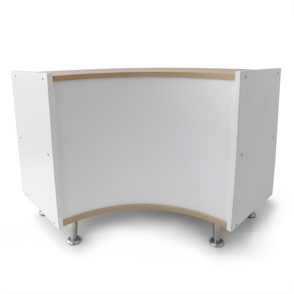 Curve In Storage Cabinet 27H in Brown and White Color. Picture 1