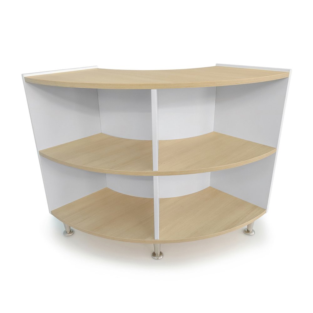 Curve In Storage Cabinet 33H in Brown and White Color. Picture 1