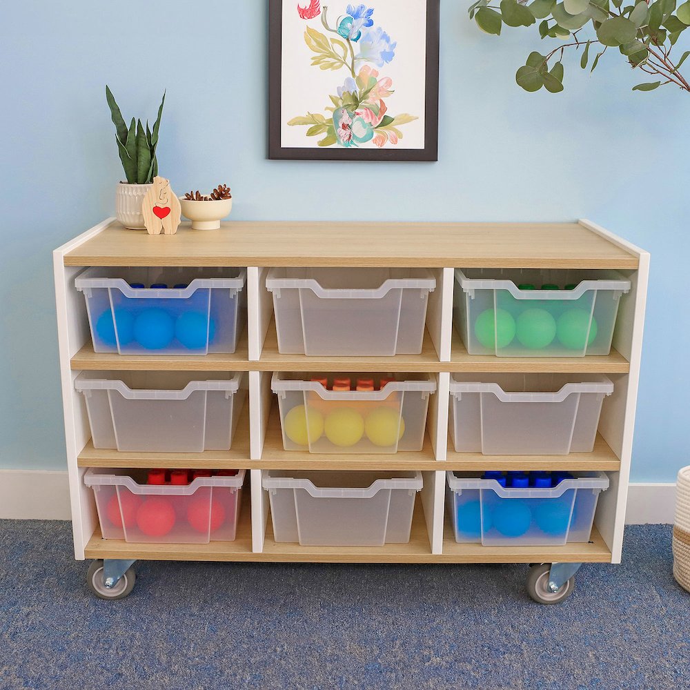 Nine Tray Mobile Cabinet in Brown and White Color. Picture 6