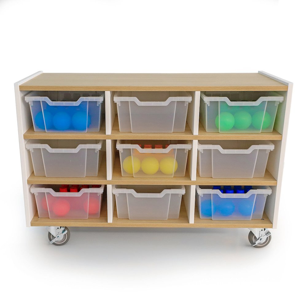 Nine Tray Mobile Cabinet in Brown and White Color. Picture 2