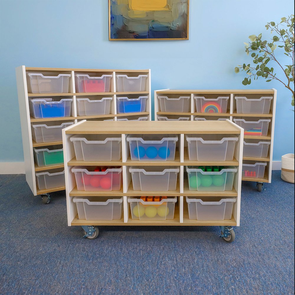 Nine Tray Mobile Cabinet in Brown and White Color. Picture 3