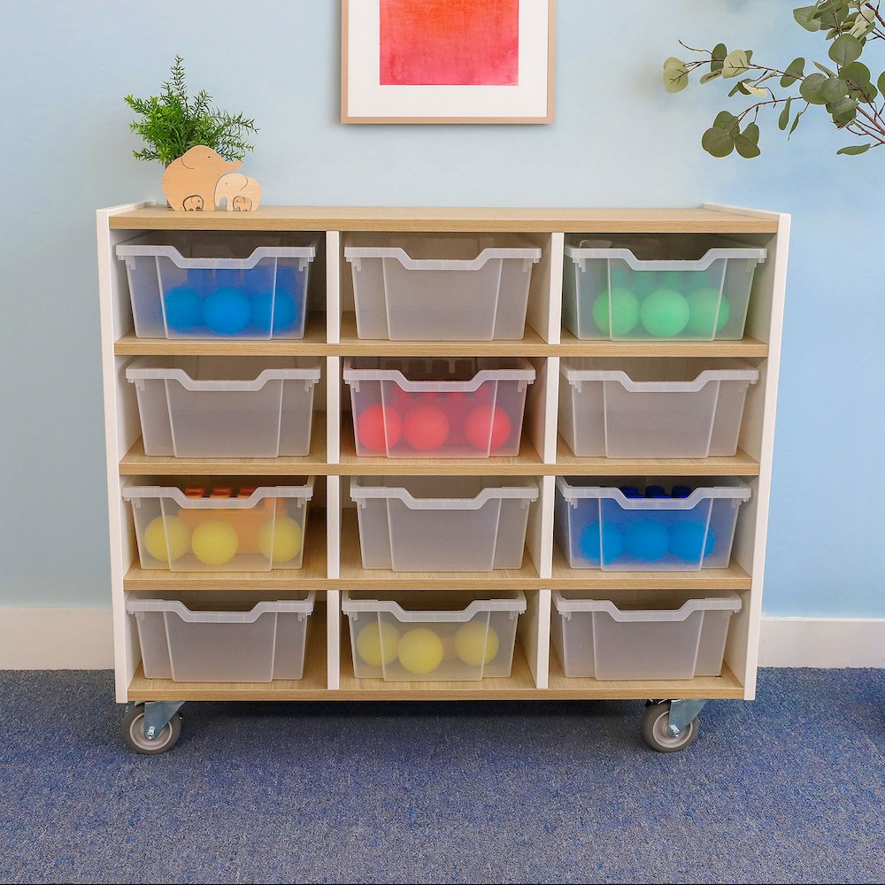 12 Tray Mobile Cabinet in Brown and White Color. Picture 3
