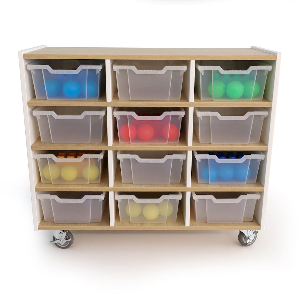 12 Tray Mobile Cabinet in Brown and White Color. Picture 2