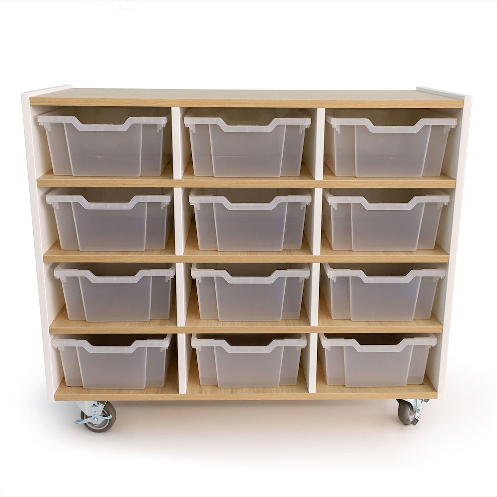 12 Tray Mobile Cabinet in Brown and White Color. Picture 1