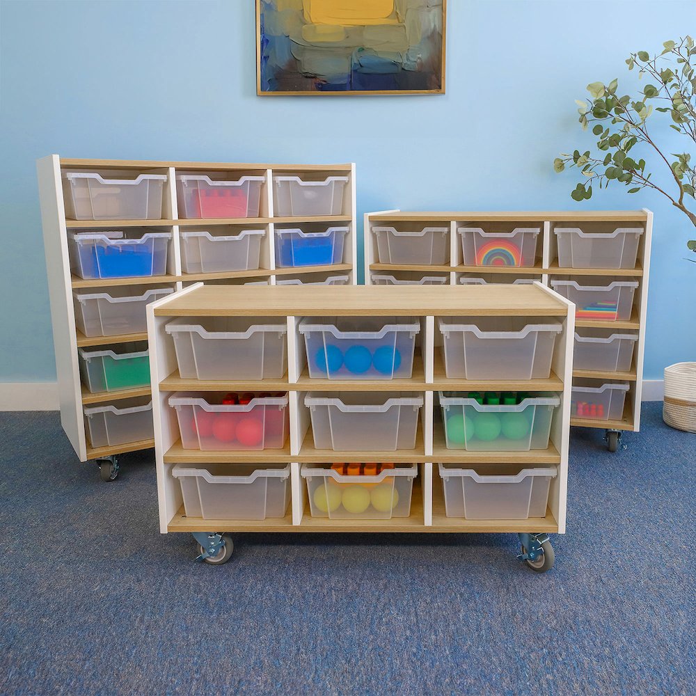 12 Tray Mobile Cabinet in Brown and White Color. Picture 4