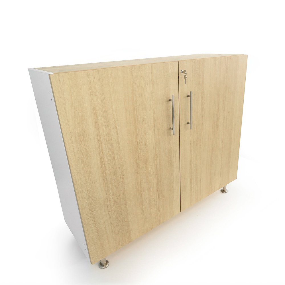 Lockable Wall Cabinet in Brown and White Color. Picture 1