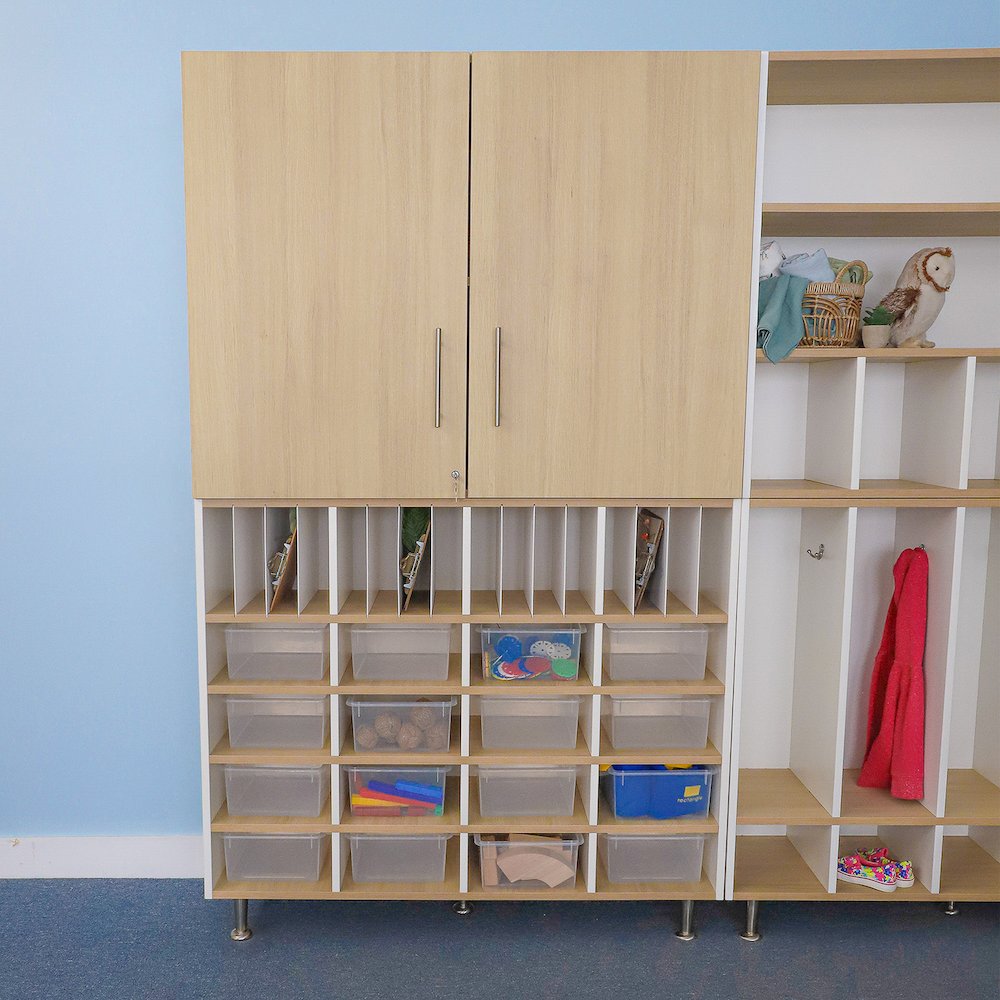 Lockable Wall Cabinet in Brown and White Color. Picture 4