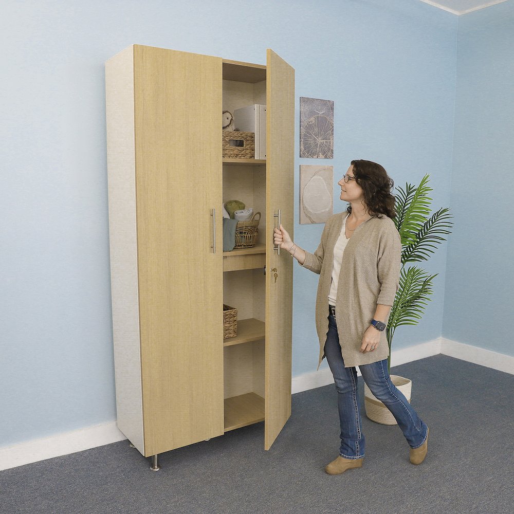 Tall And Wide Cabinet in Brown and White Color. Picture 5