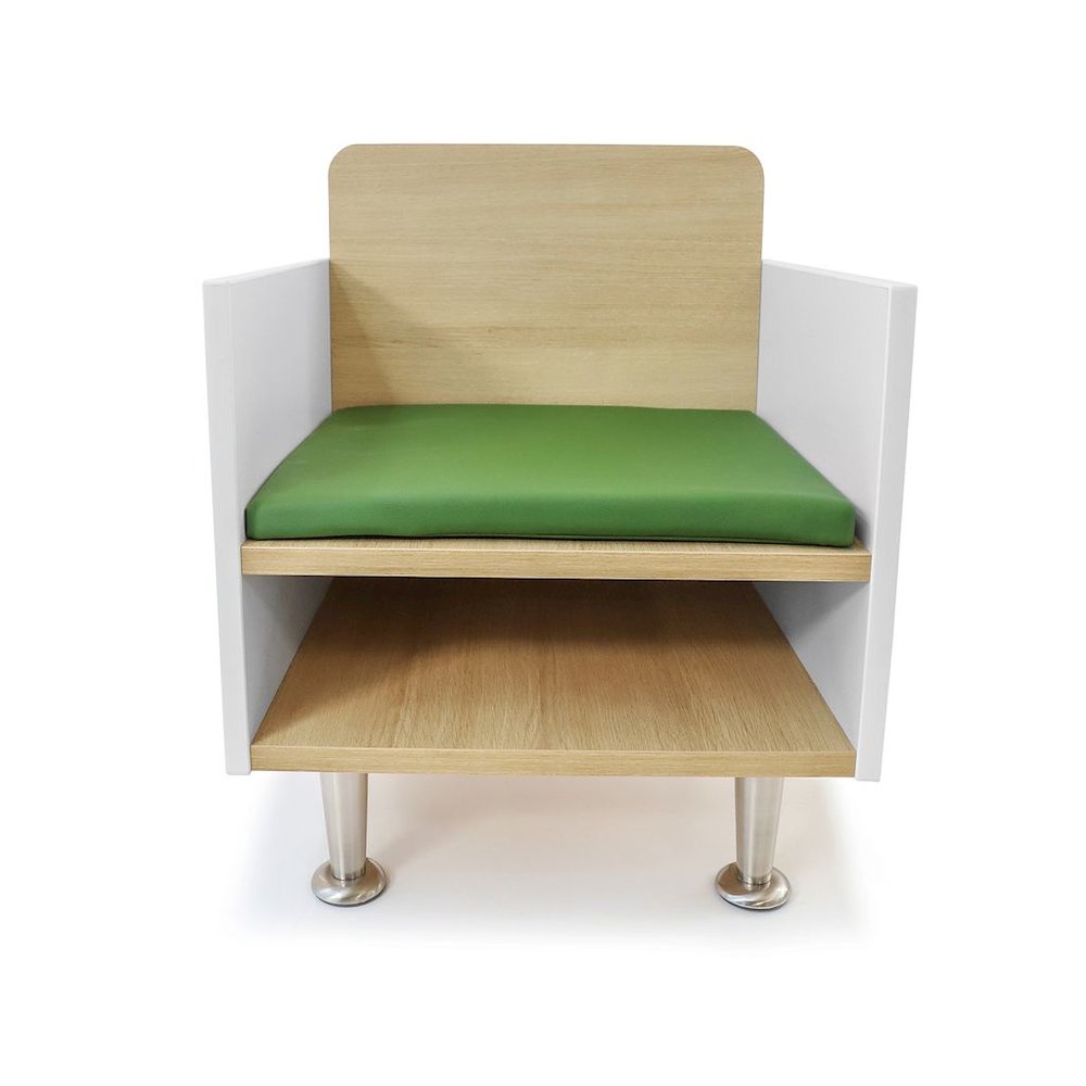 Elevated Arm Chair in Brown and White Color. Picture 1