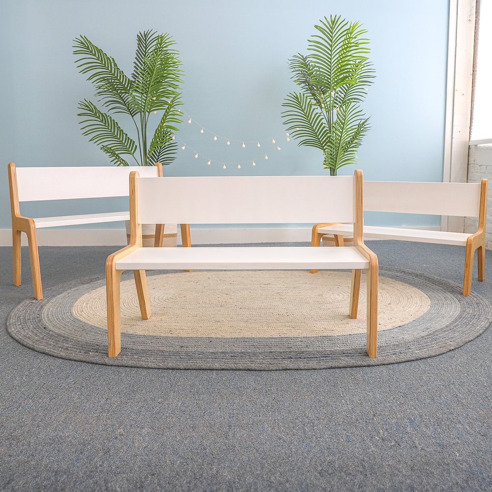 Whitney Plus 12H White Bench in Natural UV and White Color. Picture 5