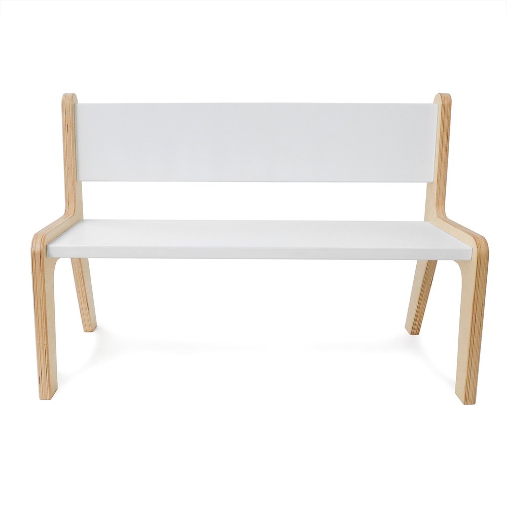 Whitney Plus 12H White Bench in Natural UV and White Color. Picture 1