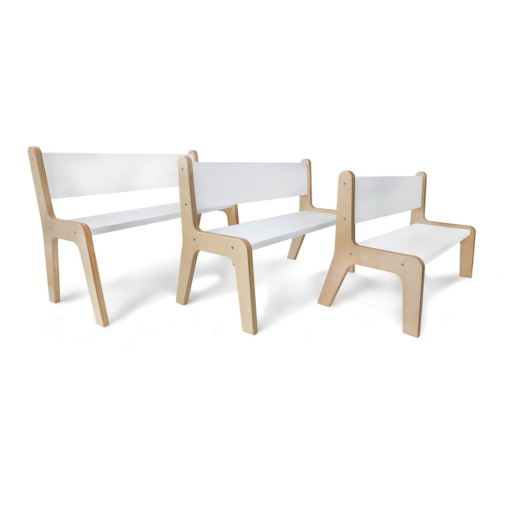 Whitney Plus 12H White Bench in Natural UV and White Color. Picture 3