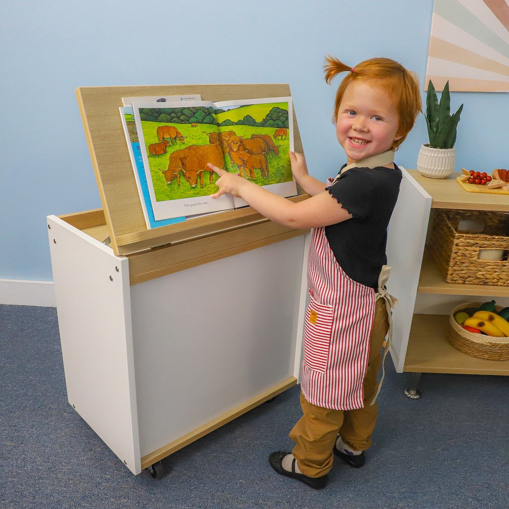 Mobile Big Book Holder in Brown and White Color. Picture 10