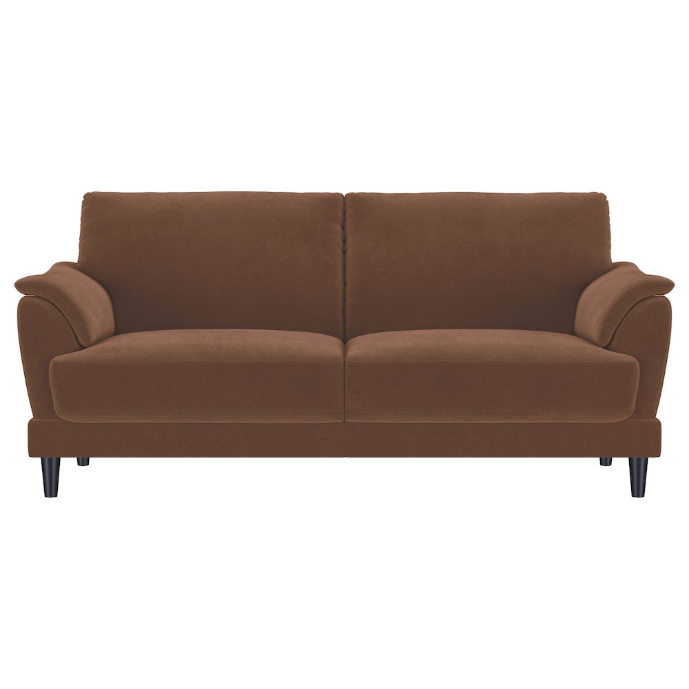 Selma Velvet Upholstered Crescent Arm Sofa Rust. Picture 2