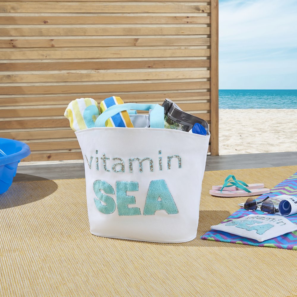 Handbags & Crossbody Vitamin Sea Beach Tote Bag, White. Picture 7