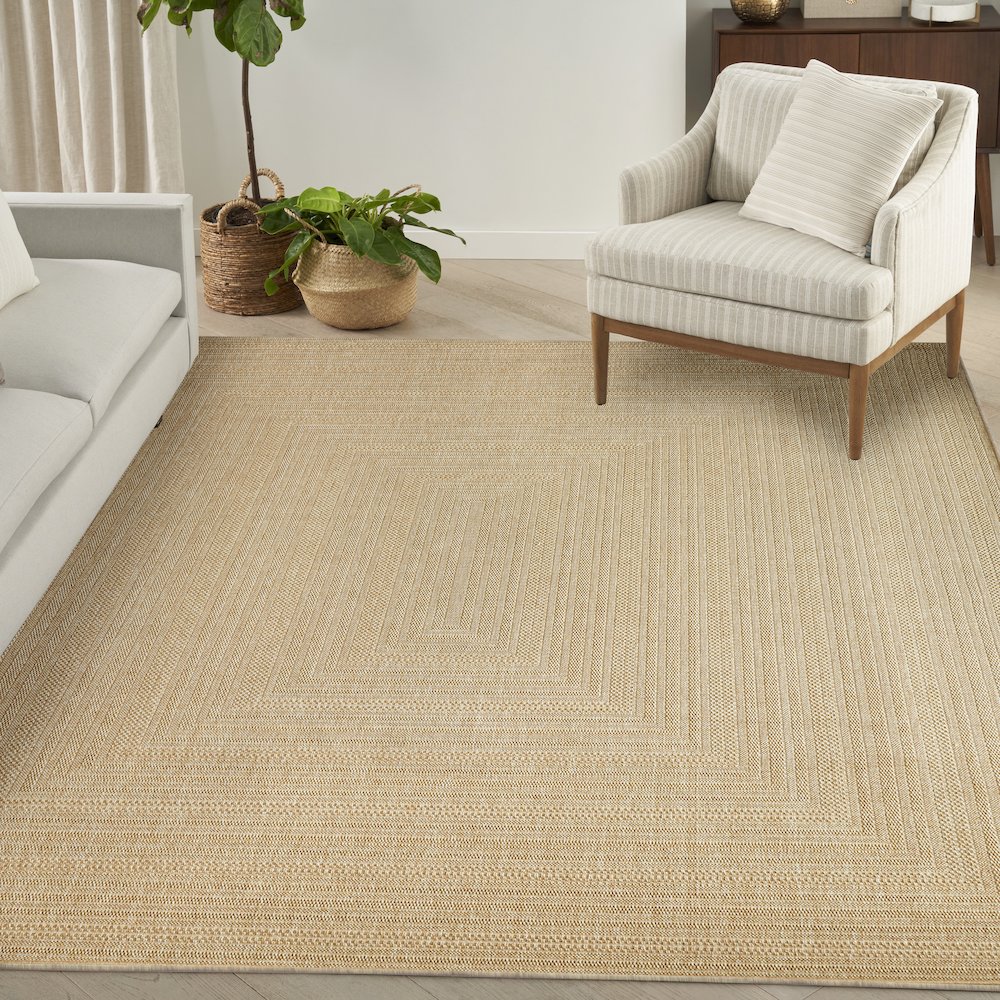 Tulum 9' x 12' Taupe Ivory Outdoor Rug. Picture 11