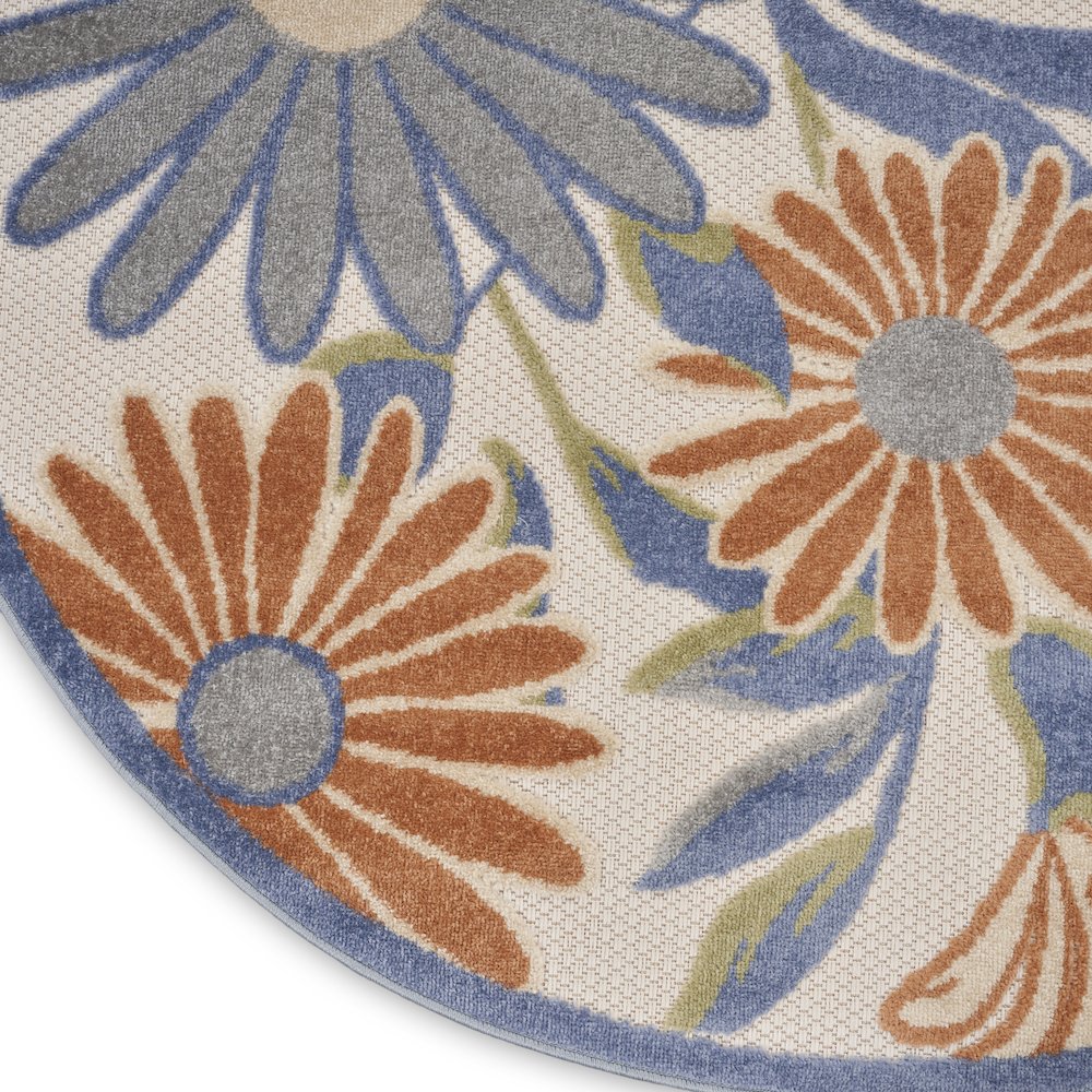 Aloha 5'3" x Round Beige Multicolor Contemporary Rug. Picture 5